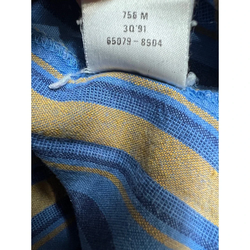 Levis Mens Short Sleeve Button Down Striped Shirt Blue Tan Cotton 65079-8504 M